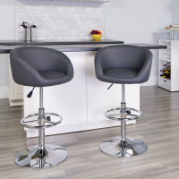 Flash Furniture CH-TC3-1066L-GY-GG Contemporary Gray Vinyl Adjustable Height Barstool